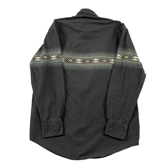 Roper Western Shirt Mens Large Aztec Black Button Down 100% Cotton Snap Button - Picture 2 of 6